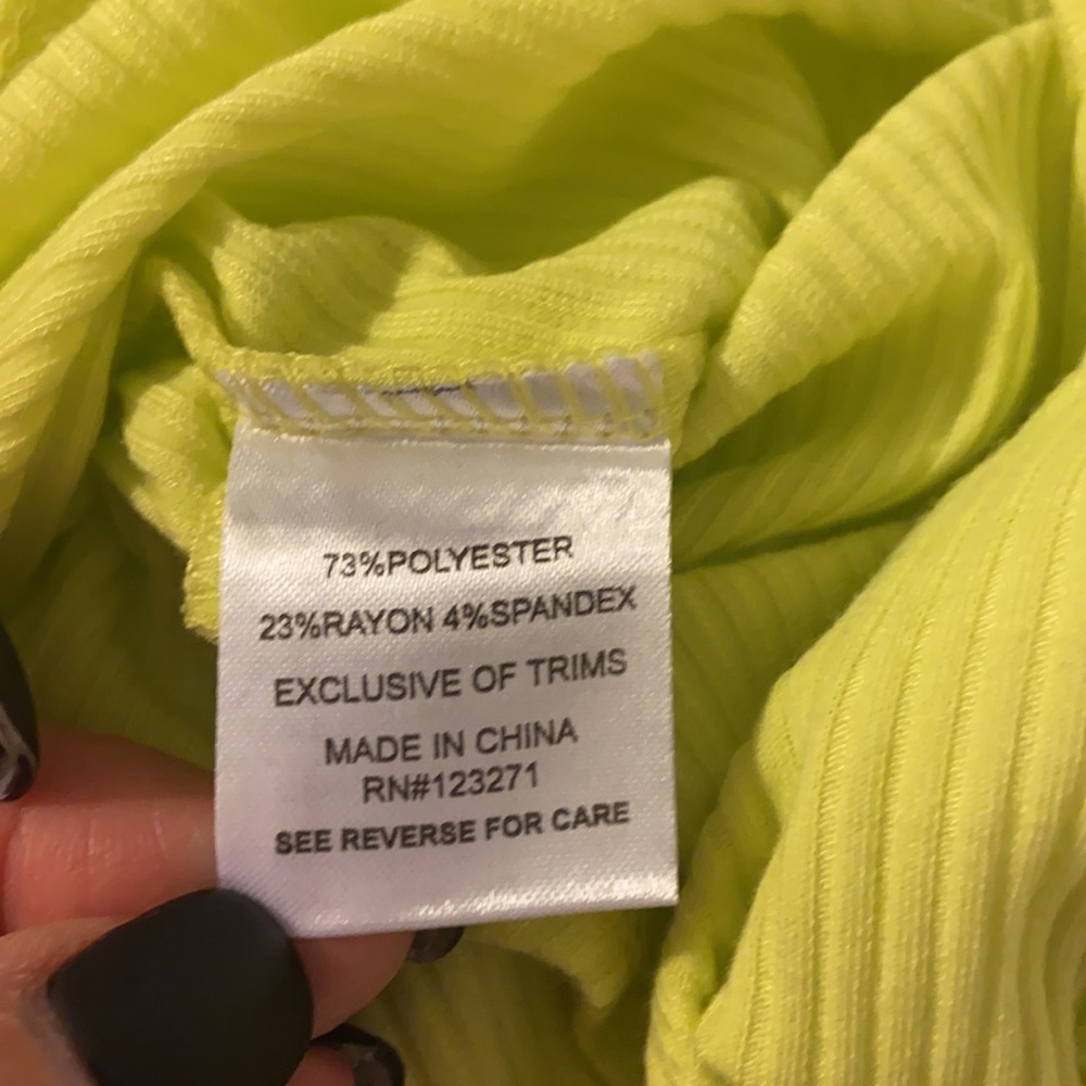 Neon yellow long sleeve sexy body suit. Size small. New with tags - Picture 8 of 10
